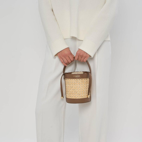 Lancaster Wicker Mini Bucket Bag 480-110 Brown