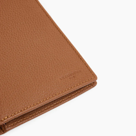 Le Tanneur Charles Grand Wallet RFID 2 Flaps Grained Tan Leather