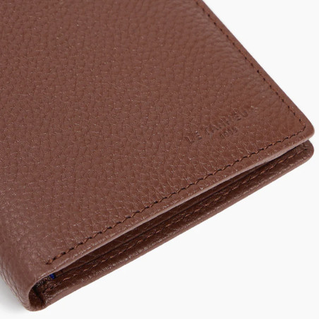 Le Tanneur Charles Medium Wallet 2 Flaps Grained Leather Ebony