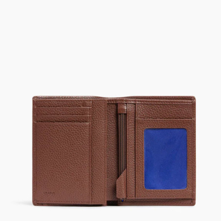 Le Tanneur Charles Medium Wallet 2 Flaps Grained Leather Ebony