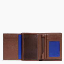 Le Tanneur Charles Medium Wallet 2 Flaps Grained Leather Ebony