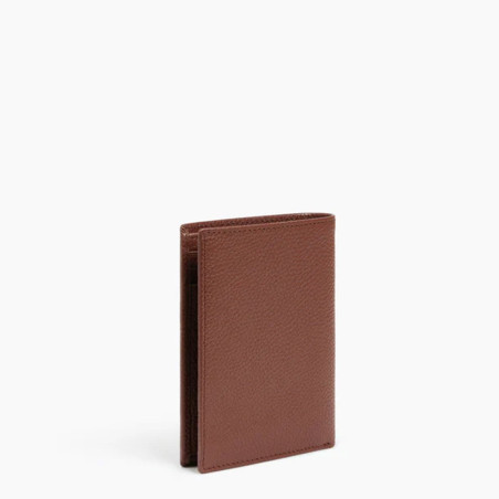 Le Tanneur Charles Medium Wallet 2 Flaps Grained Leather Ebony
