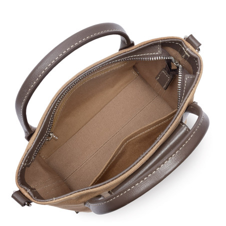 Lancaster Canvas Kba Mini Sac A Main 518-049 Sable Marron ouvert