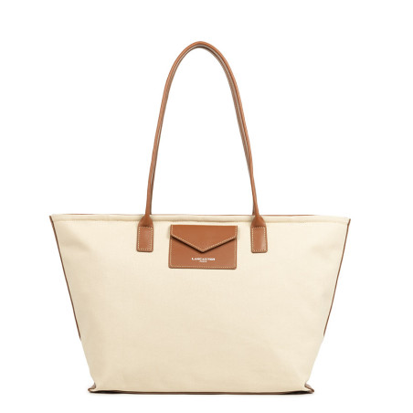 Lancaster Canvas Kba Sac Shopping 518-050 Beige Cognac