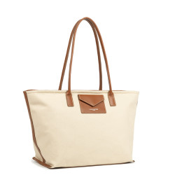 Lancaster Canvas Kba Shopping Bag 518-050 Beige Cognac