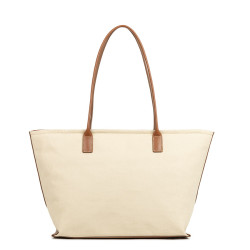 Lancaster Canvas Kba Shopping Bag 518-050 Beige Cognac