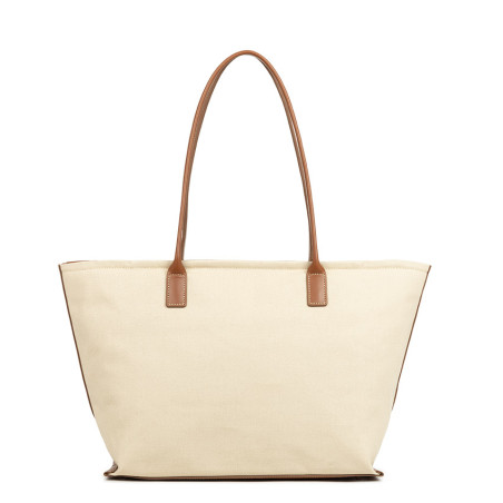 Lancaster Canvas Kba Sac Shopping 518-050 Beige Cognac dos