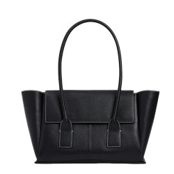 Le Tanneur Elena Medium Tote Bag with Flap Grain Leather