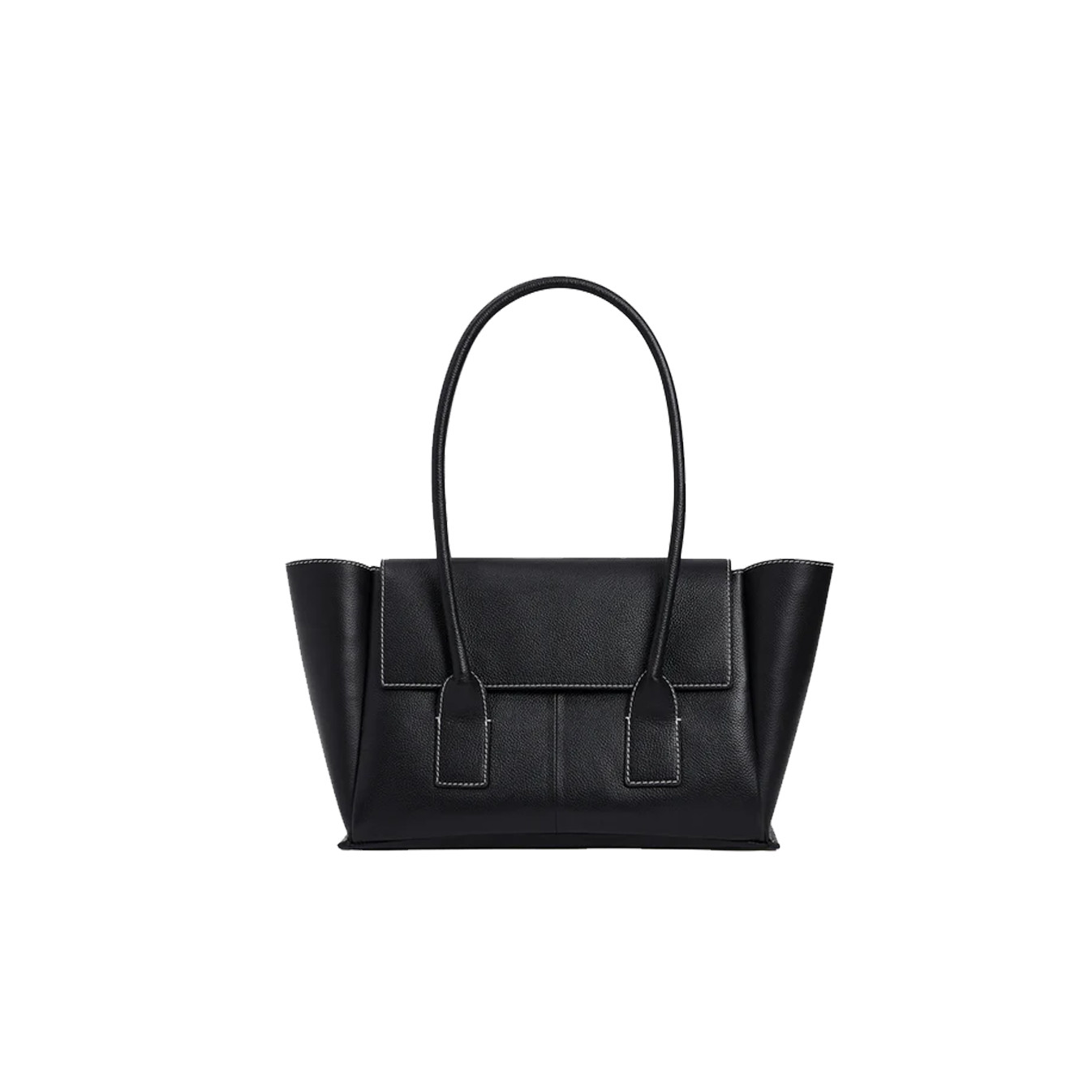 Le Tanneur Elena Medium Tote Bag with Flap Grain Leather