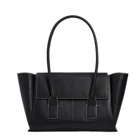Le Tanneur Elena Medium Tote Bag with Flap Grain Leather