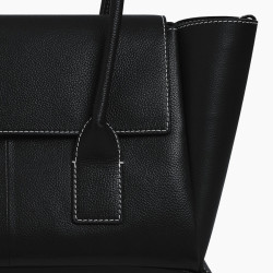 Le Tanneur Elena Medium Tote Bag with Flap Grain Leather