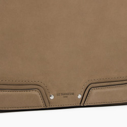 Le Tanneur Ella Large Shoulder Bag In Smooth And Nubuck Leather Bark