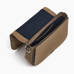 Le Tanneur Ella Large Shoulder Bag In Smooth And Nubuck Leather Bark