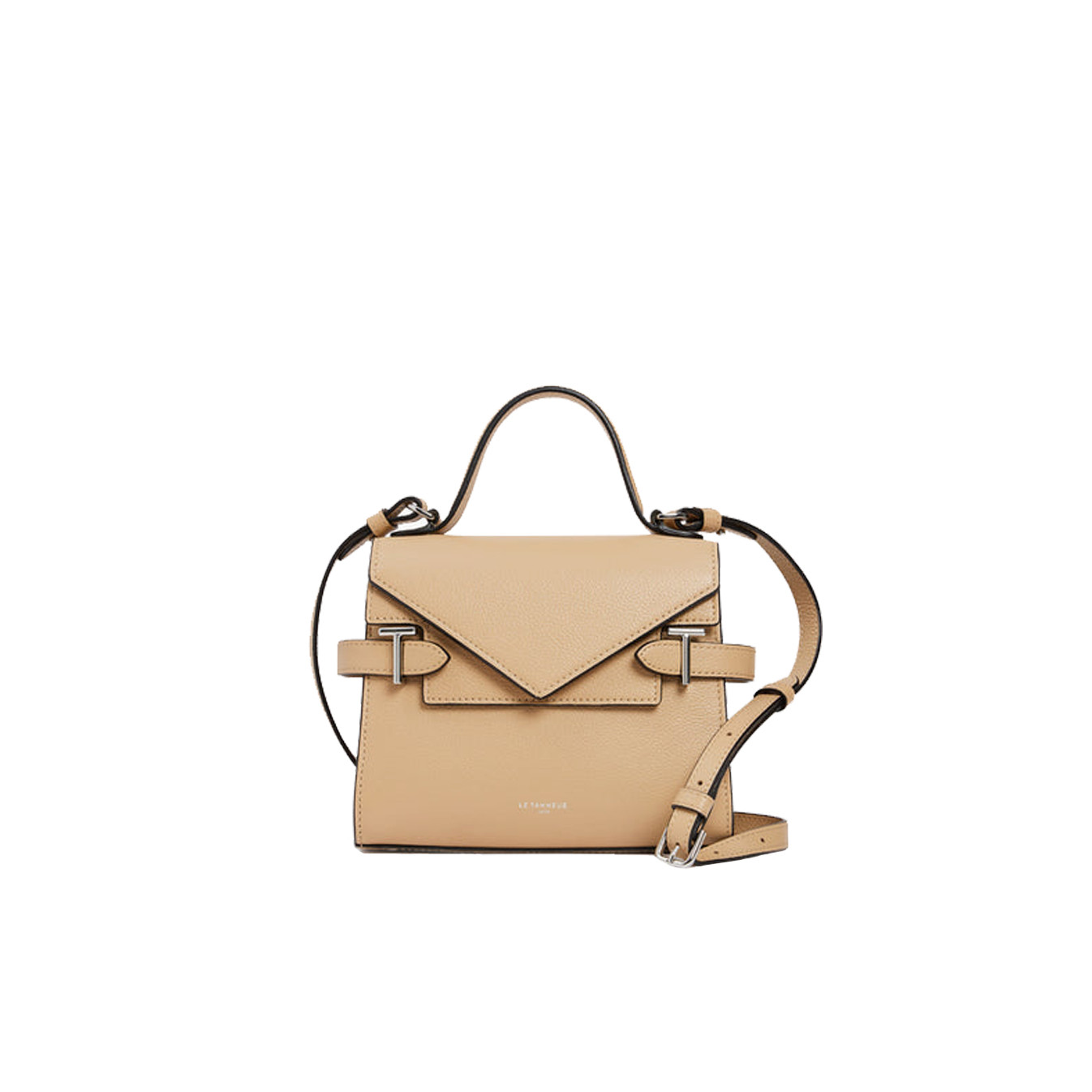 Le Tanneur Emilie Petit Sac A Main Double Rabat En Cuir Grainé Désert