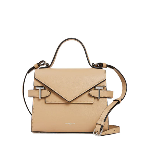 Le Tanneur Emilie Small Double Flap Handbag in Desert Grain Leather
