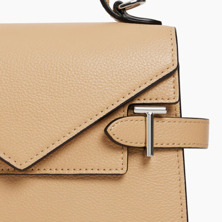 Le Tanneur Emilie Small Double Flap Handbag in Desert Grain Leather