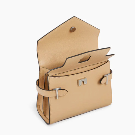 Le Tanneur Emilie Small Double Flap Handbag in Desert Grain Leather