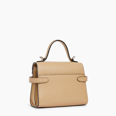 Le Tanneur Emilie Petit Sac A Main Double Rabat En Cuir Grainé Désert dos