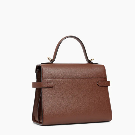 Le Tanneur Emilie Double Flap Handbag in Grainy Ebony Leather