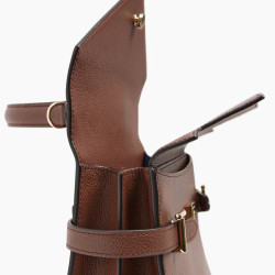 Le Tanneur Emilie Double Flap Handbag in Grainy Ebony Leather
