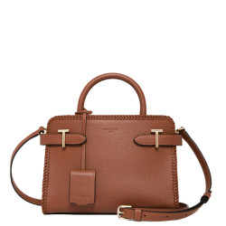 Le Tanneur Emilie Small Rigid Handbag with Visible Stitching Grain ...