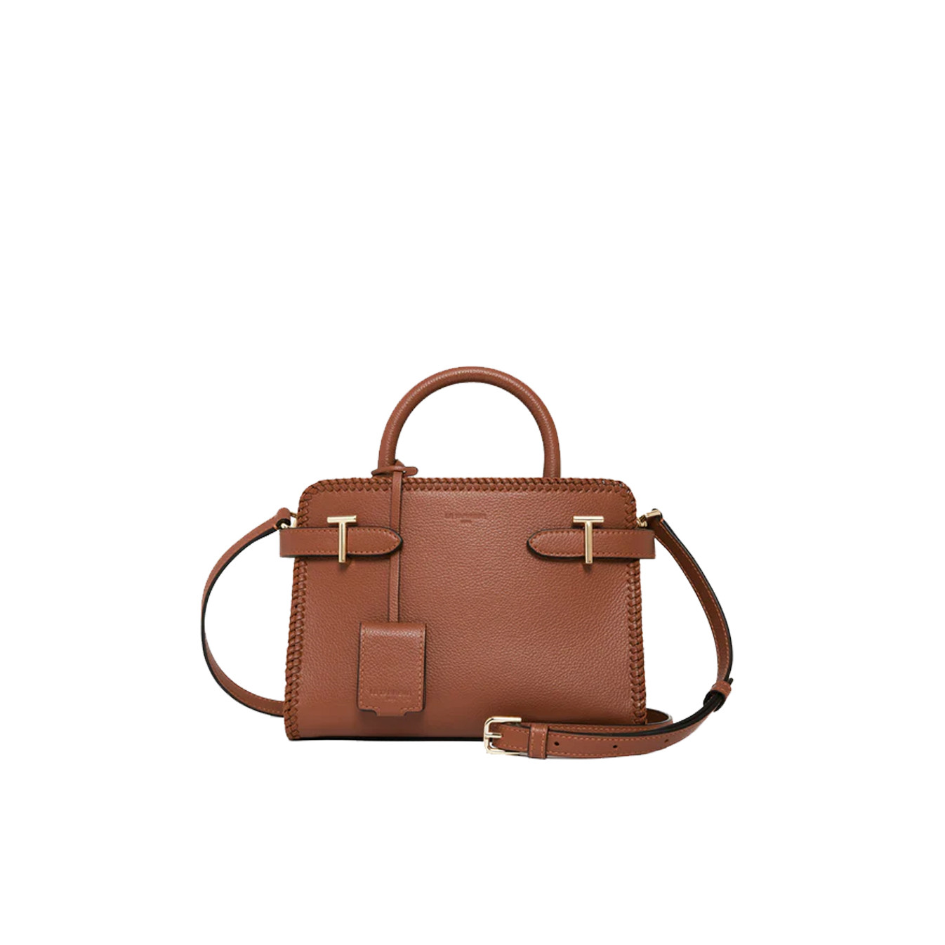 Le Tanneur Emilie Small Rigid Handbag with Visible Stitching Grain ...