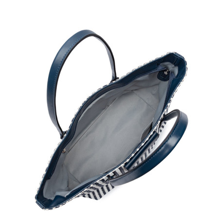 Lancaster KBA Marinière Osier Sac Shopping 518-079 Bleu ouvert