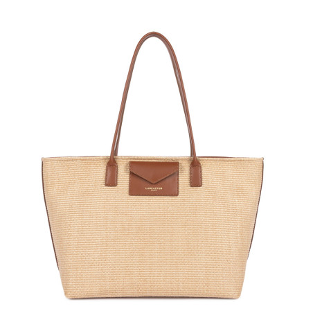 Lancaster KBA Marinière Osier Sac Shopping 518-079 Cognac