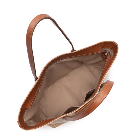 Lancaster KBA Marinière Osier Sac Shopping 518-079 Cognac ouvert