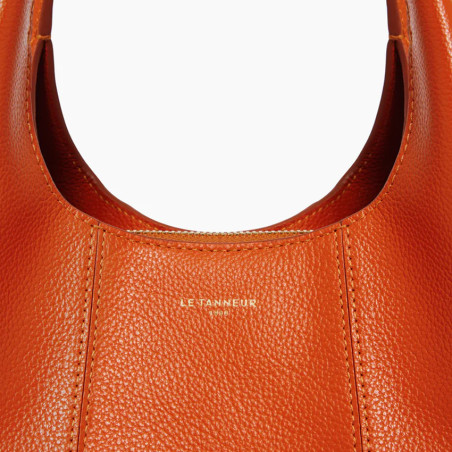Le Tanneur Juliette Small Leather Grainy Earth Burnt Handbag