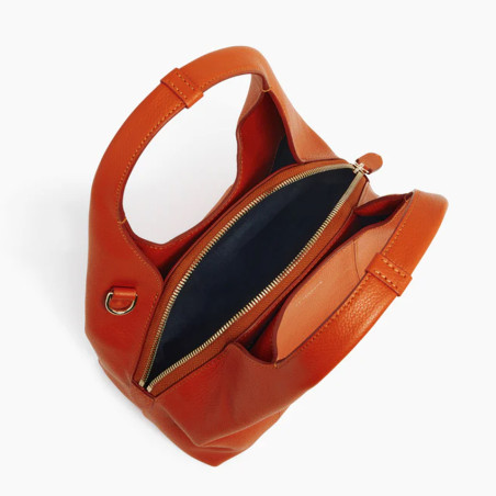Le Tanneur Juliette Small Leather Grainy Earth Burnt Handbag