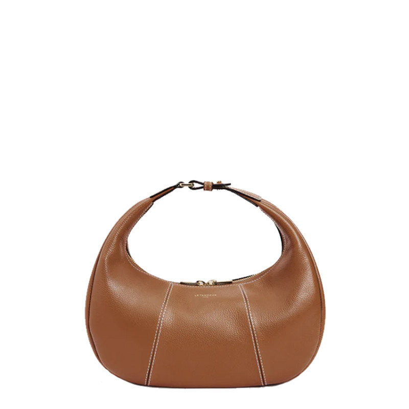 Le Tanneur Juliette Small Hobo Bag in Grained Tan Leather