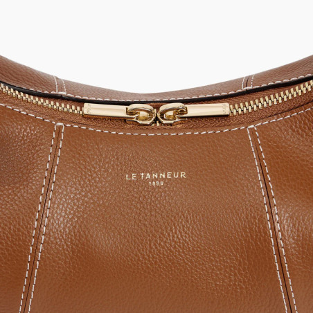 Le Tanneur Juliette Small Hobo Bag in Grained Tan Leather