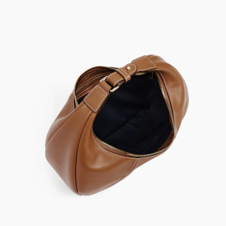 Le Tanneur Juliette Small Hobo Bag in Grained Tan Leather