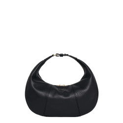 Le Tanneur Juliette Small Hobo Bag in Grained Leather Black