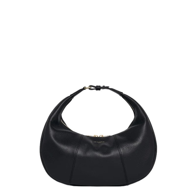 Le Tanneur Juliette Small Hobo Bag in Grained Leather Black