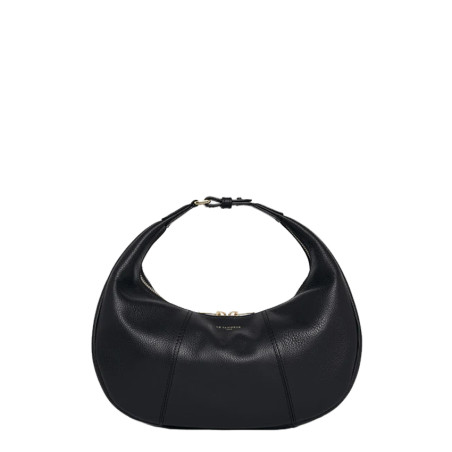 Le Tanneur Juliette Small Hobo Bag in Grained Leather Black