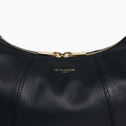 Le Tanneur Juliette Small Hobo Bag in Grained Leather Black
