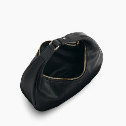 Le Tanneur Juliette Small Hobo Bag in Grained Leather Black