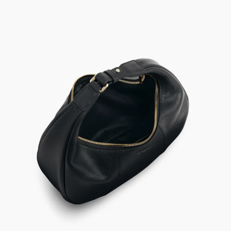 Le Tanneur Juliette Small Hobo Bag in Grained Leather Black
