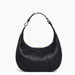 Le Tanneur Juliette Small Hobo Bag in Grained Leather Black
