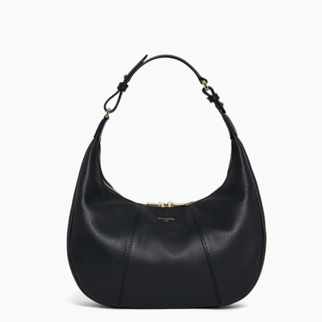 Le Tanneur Juliette Small Hobo Bag in Grained Leather Black