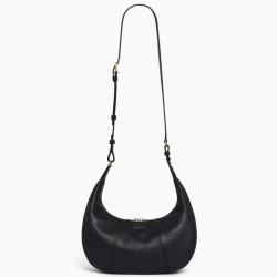 Le Tanneur Juliette Small Hobo Bag in Grained Leather Black