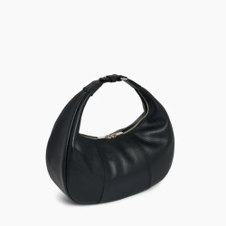Le Tanneur Juliette Small Hobo Bag in Grained Leather Black