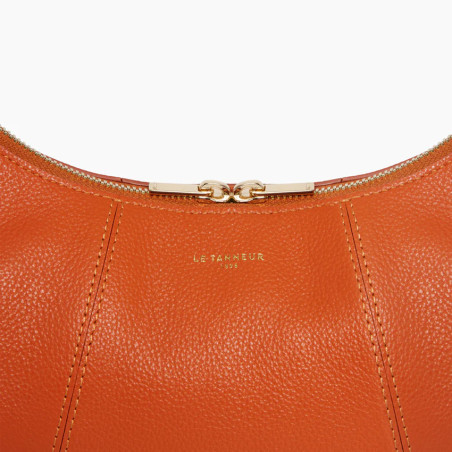 Le Tanneur Juliette Small Hobo Bag in Grained Earth Burnt Leather