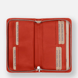 Ateliers Fourès Calista Perséphone Grand Portefeuille H68 Orange ouvert