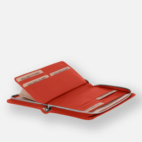 Ateliers Fourès Calista Perséphone Grand Portefeuille H68 Orange ouvert