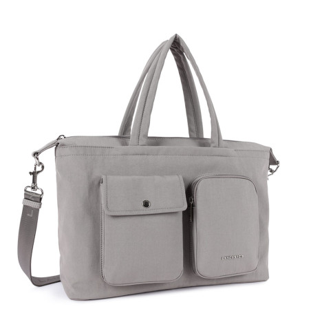 Lancaster Basic Pocket Tote Bag 510-93 Galet Fonce