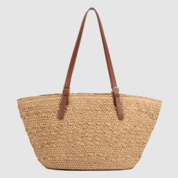 Lancaster The Large Wicker Tote Bag 518-081 Cognac