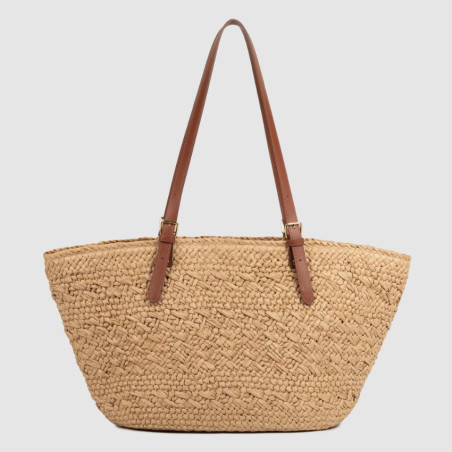 Lancaster Le Panier Grand Sac Cabas Osier 518-081 Cognac dos